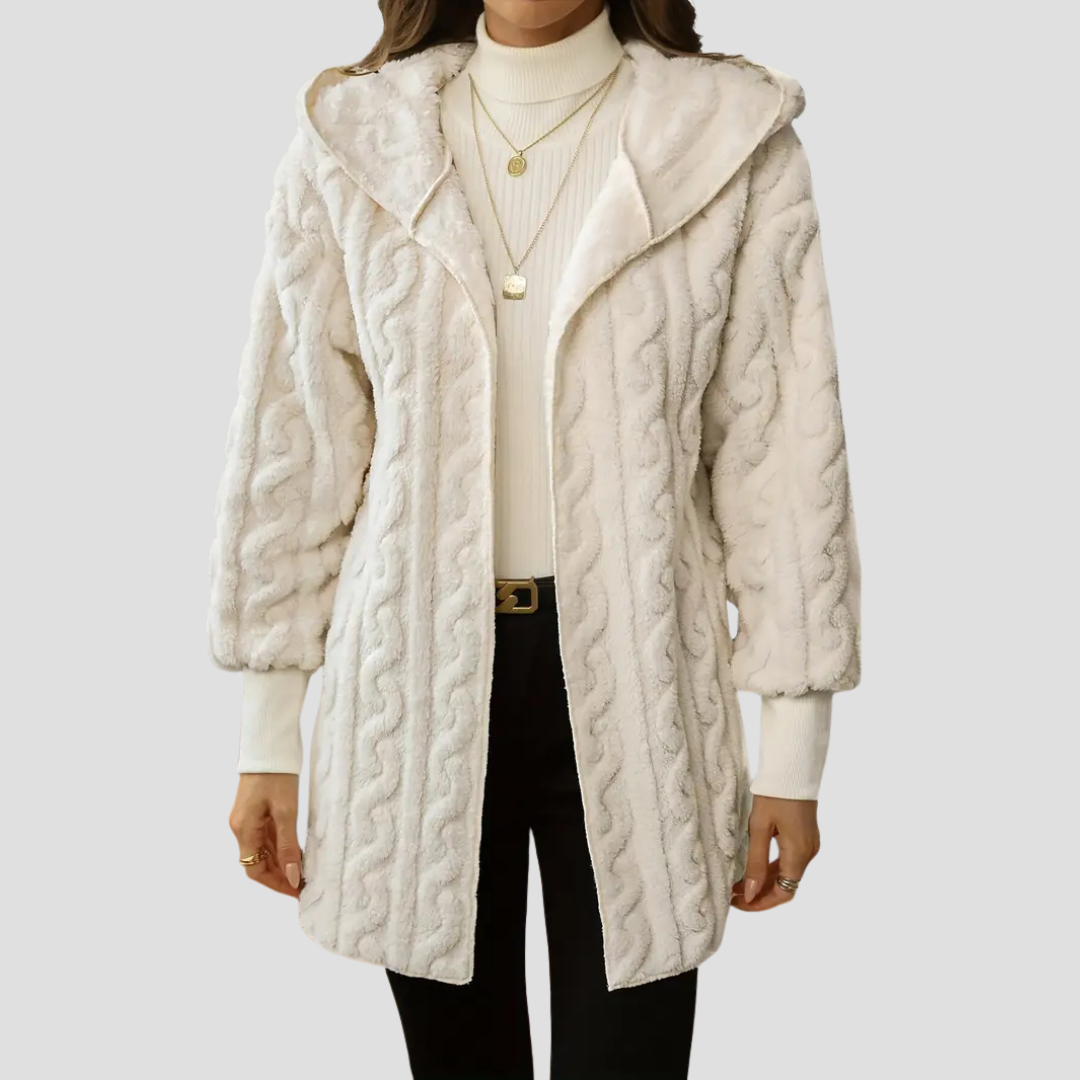 VogeLuxe | Women’s Hooded Faux-Fur Cable Jacket 0