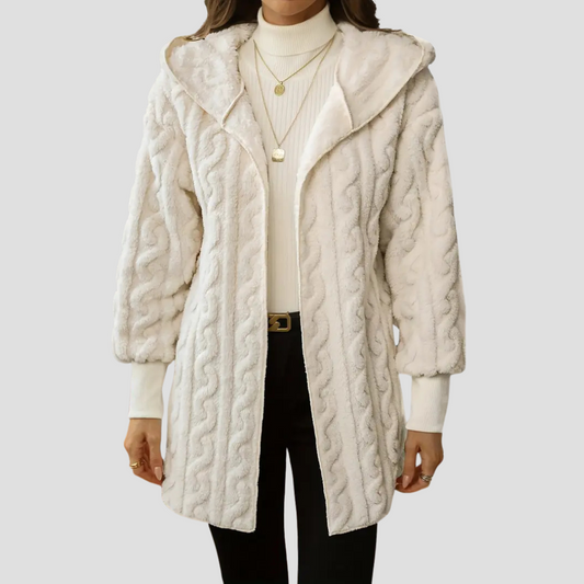 VogeLuxe | Women’s Hooded Faux-Fur Cable Jacket 0