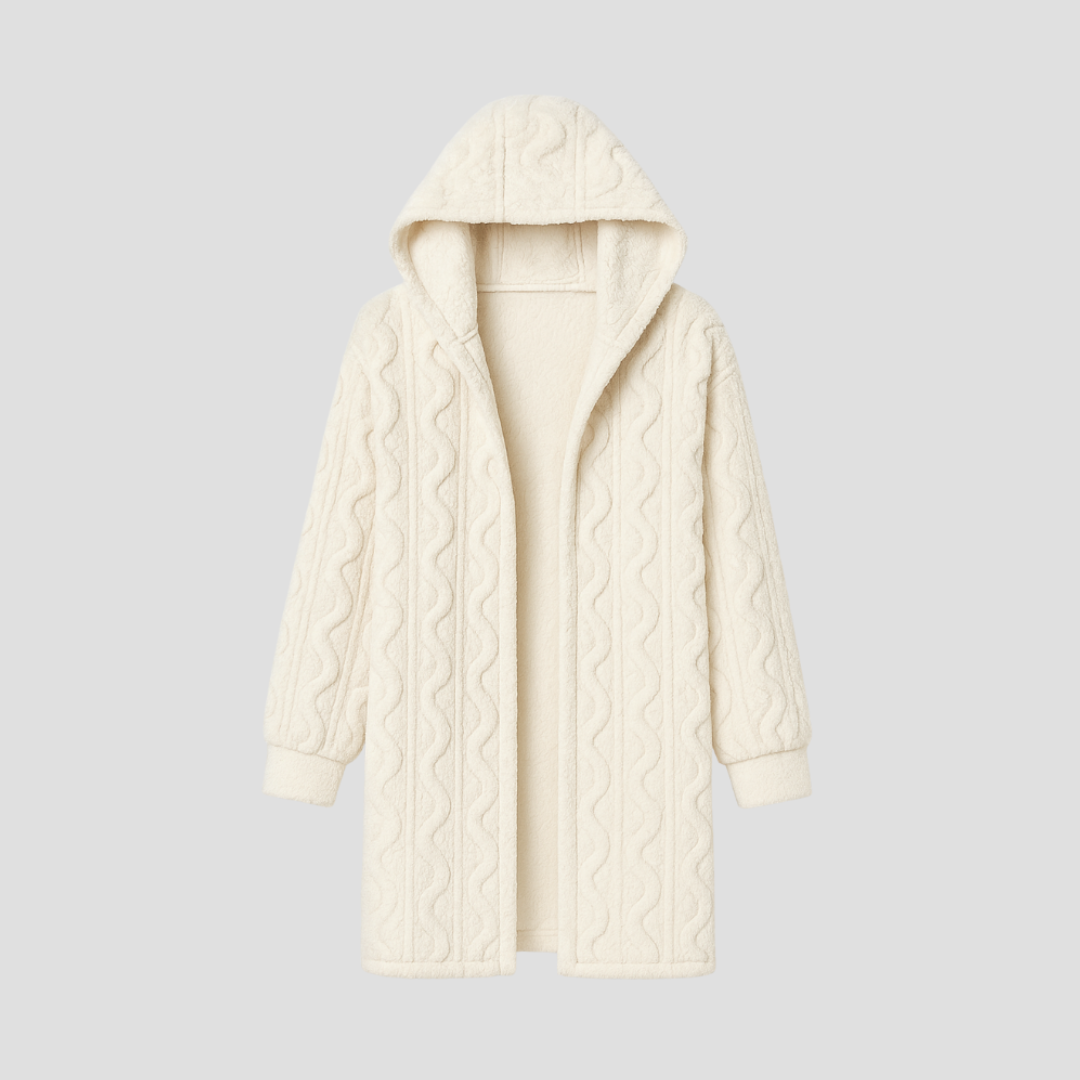 VogeLuxe | Women’s Hooded Faux-Fur Cable Jacket 1