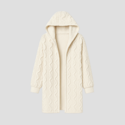 VogeLuxe | Women’s Hooded Faux-Fur Cable Jacket 1