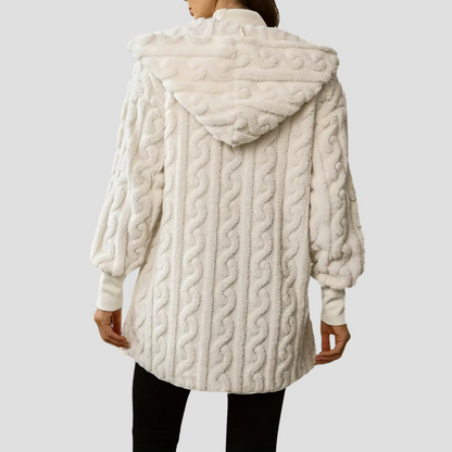 VogeLuxe | Women’s Hooded Faux-Fur Cable Jacket 2