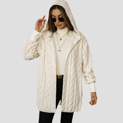 VogeLuxe | Women’s Hooded Faux-Fur Cable Jacket 5