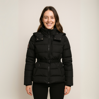 VogeLuxe | Women’s Hooded Quilted Puffer Coat with Belt 0