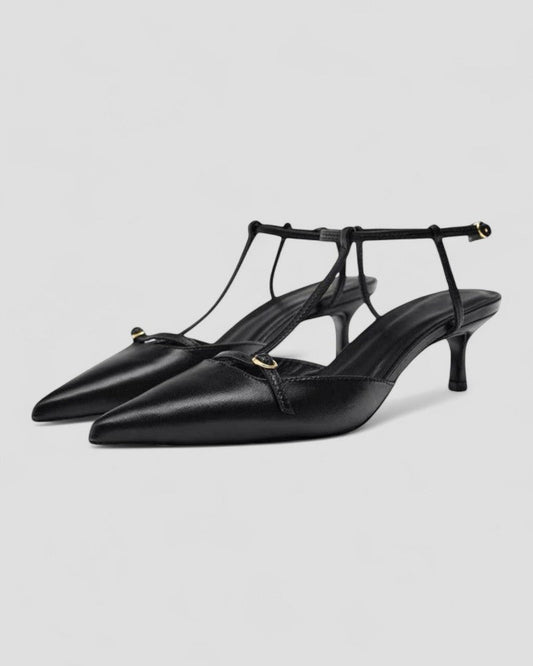 VogeLuxe | Women’s Leather Pointed Strap Heels 0