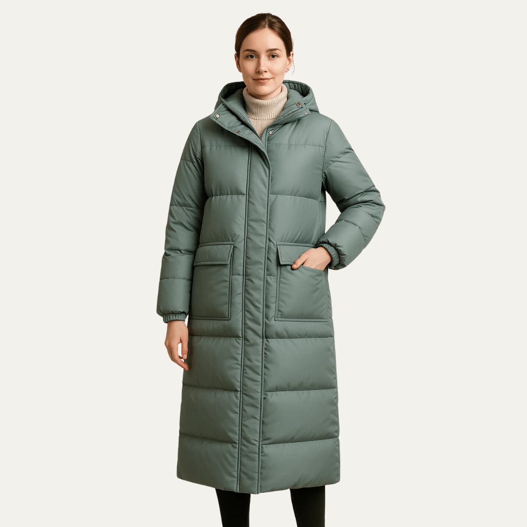 VogeLuxe | Women’s Long Quilted Puffer Coat with Hood 2
