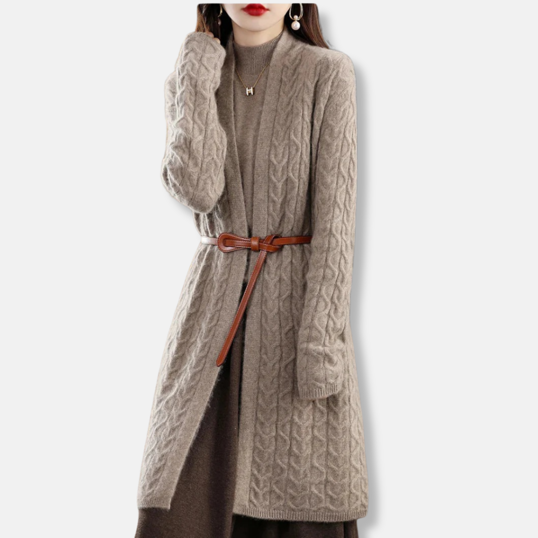 VogeLuxe | Women’s Longline Cable Knit Cardigan 0