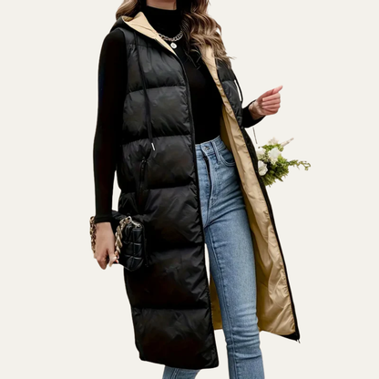 VogeLuxe | Women’s Longline Hooded Puffer Vest 0