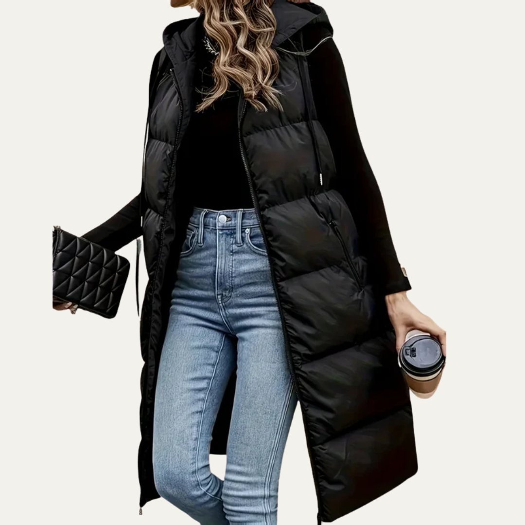 VogeLuxe | Women’s Longline Hooded Puffer Vest 1