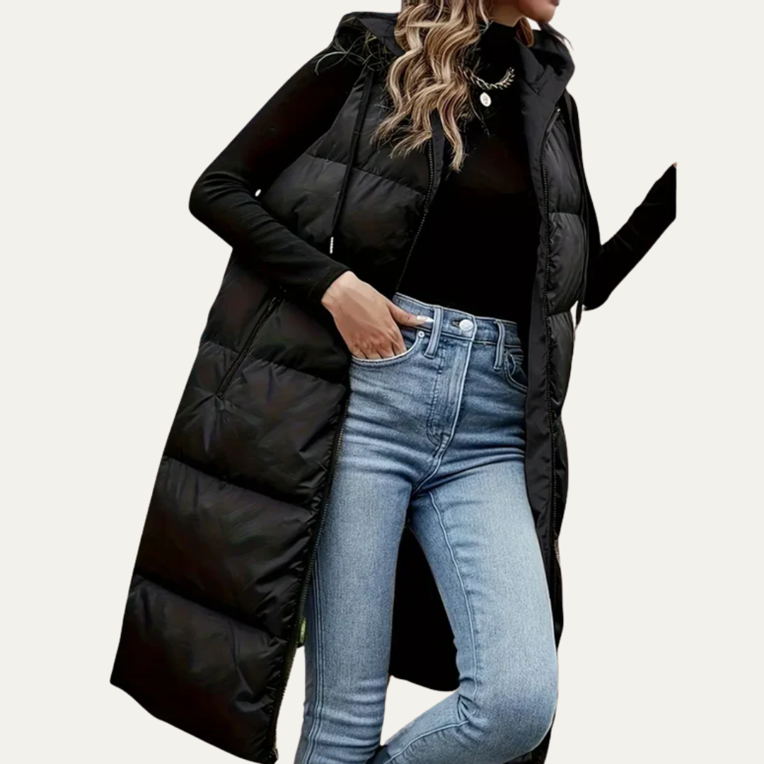 VogeLuxe | Women’s Longline Hooded Puffer Vest 2