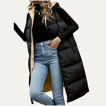 VogeLuxe | Women’s Longline Hooded Puffer Vest 3