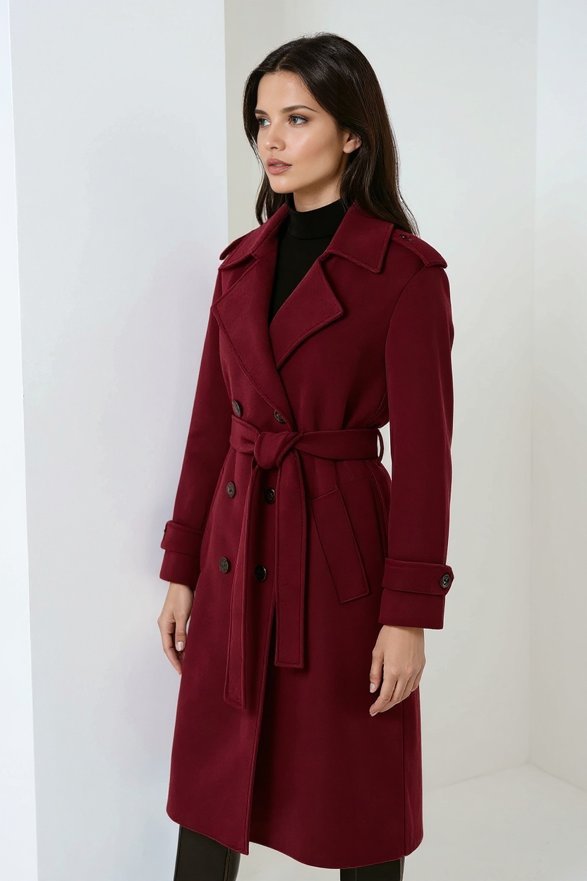 VogeLuxe | Women’s Maxi Style Double-Breasted Trench Coat 1
