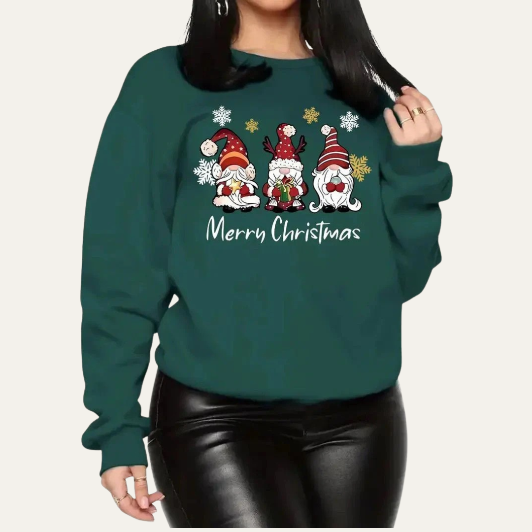 VogeLuxe | Women’s Merry Christmas Gnome Graphic Sweatshirt 1