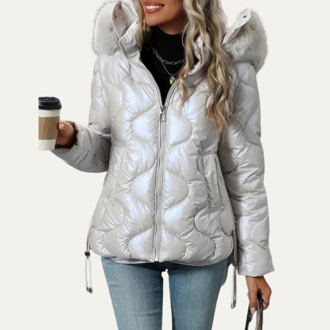 VogeLuxe | Women’s Metallic Quilted Puffer Jacket 0