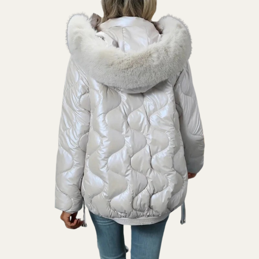 VogeLuxe | Women’s Metallic Quilted Puffer Jacket 2