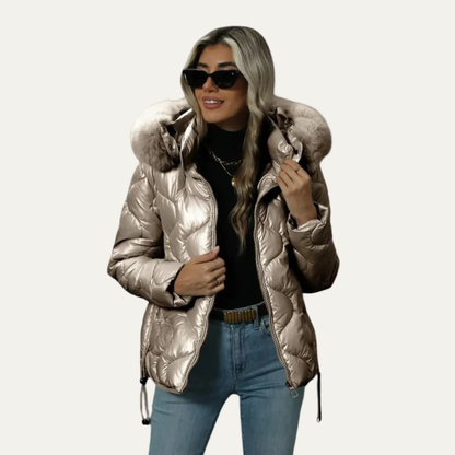VogeLuxe | Women’s Metallic Quilted Puffer Jacket 3