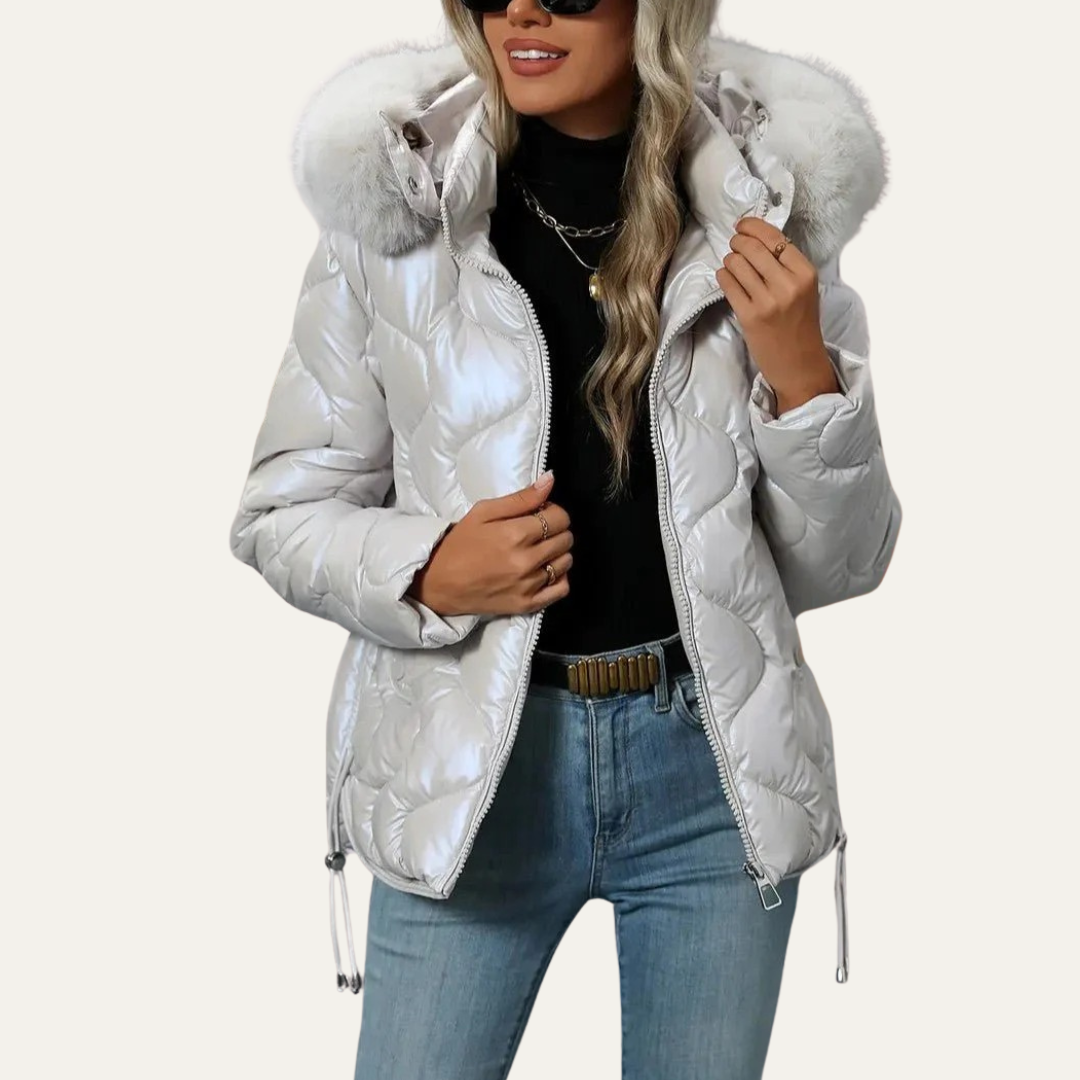 VogeLuxe | Women’s Metallic Quilted Puffer Jacket 5