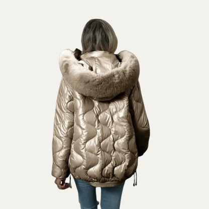 VogeLuxe | Women’s Metallic Quilted Puffer Jacket 8
