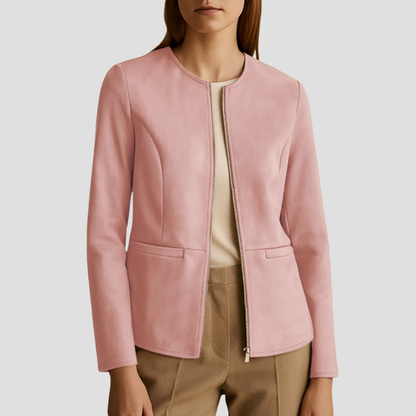 VogeLuxe | Women’s Minimalist Suede Zip-Up Jacket 5