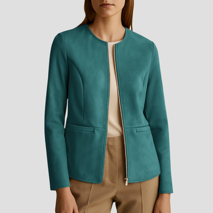 VogeLuxe | Women’s Minimalist Suede Zip-Up Jacket 6