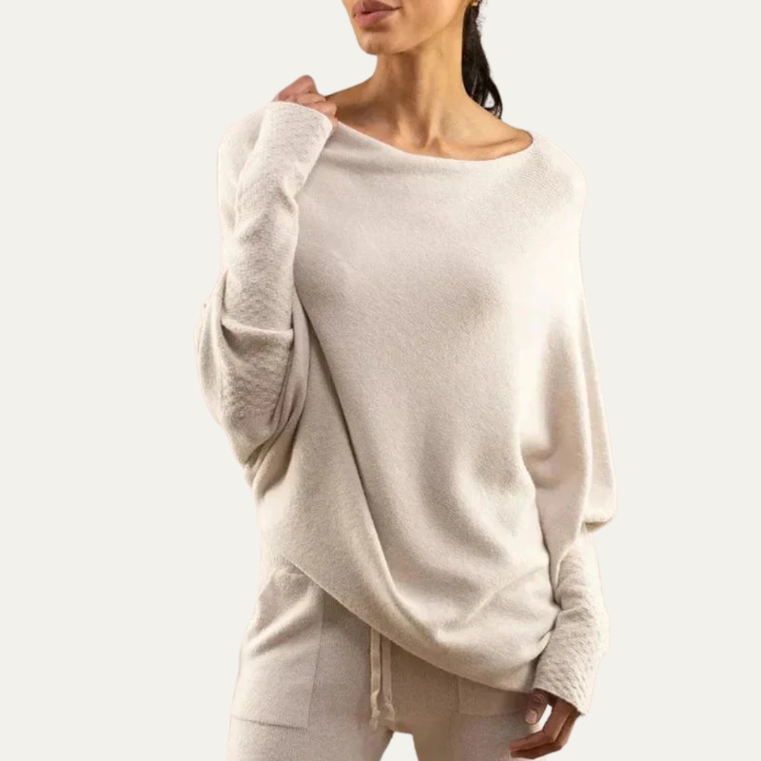VogeLuxe | Women’s Off-Shoulder Relaxed Knit Sweater 0