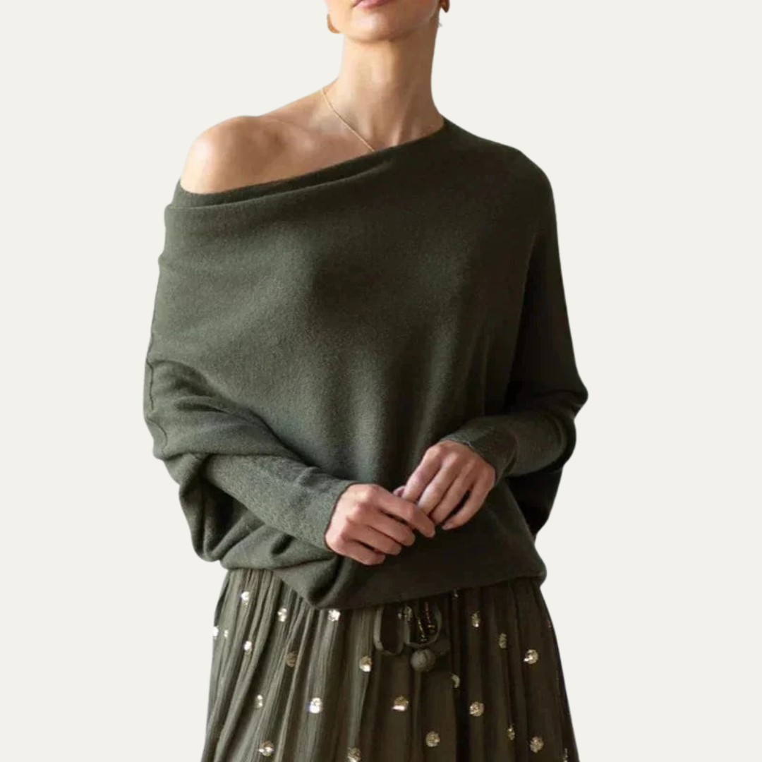 VogeLuxe | Women’s Off-Shoulder Relaxed Knit Sweater 2