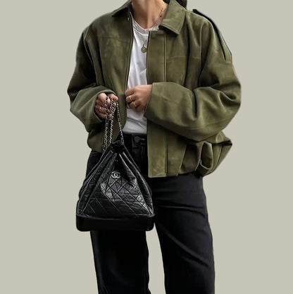 VogeLuxe | Women’s Oversized Cropped Bomber Jacket 1