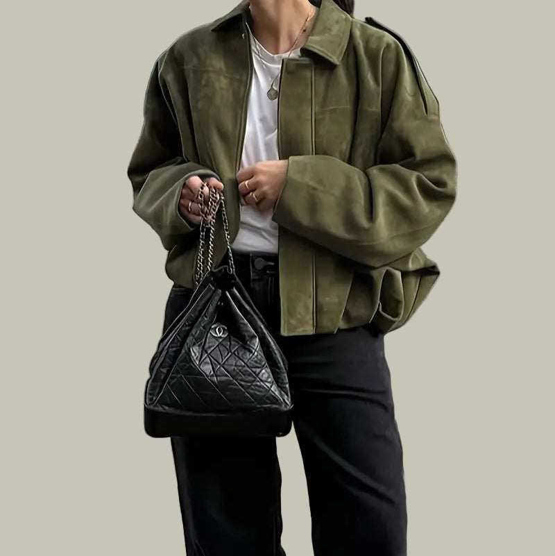 VogeLuxe | Women’s Oversized Cropped Bomber Jacket 1