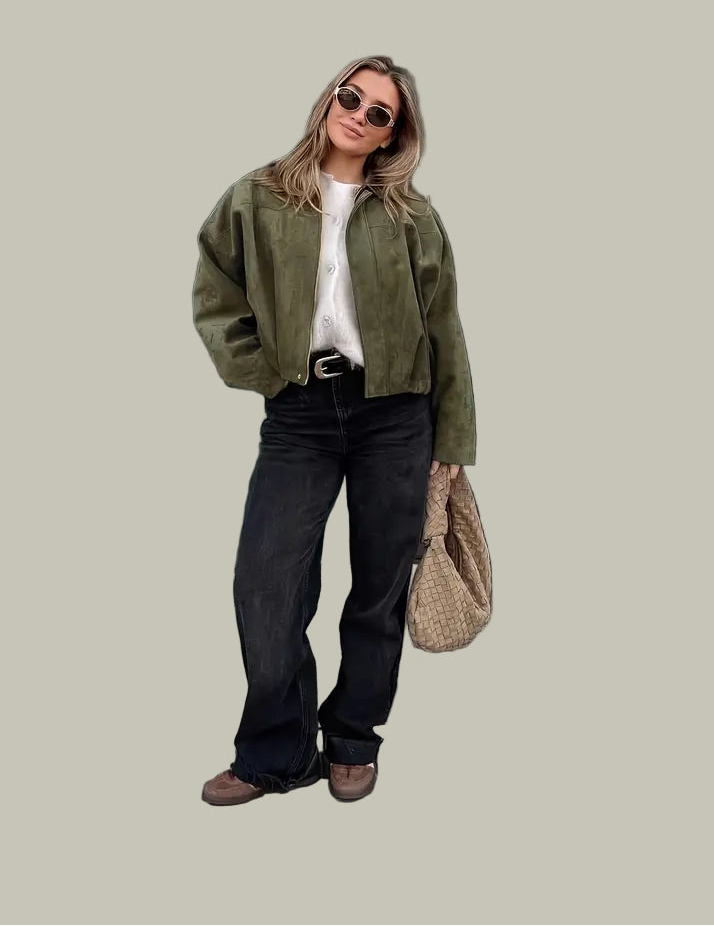 VogeLuxe | Women’s Oversized Cropped Bomber Jacket 3