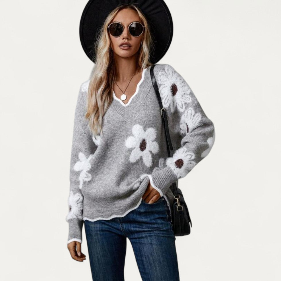 VogeLuxe | Women’s Oversized Floral Knit Sweater 0