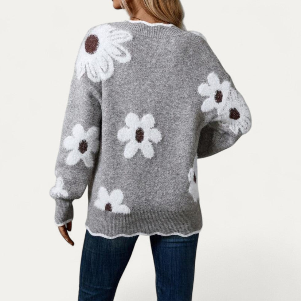 VogeLuxe | Women’s Oversized Floral Knit Sweater 2