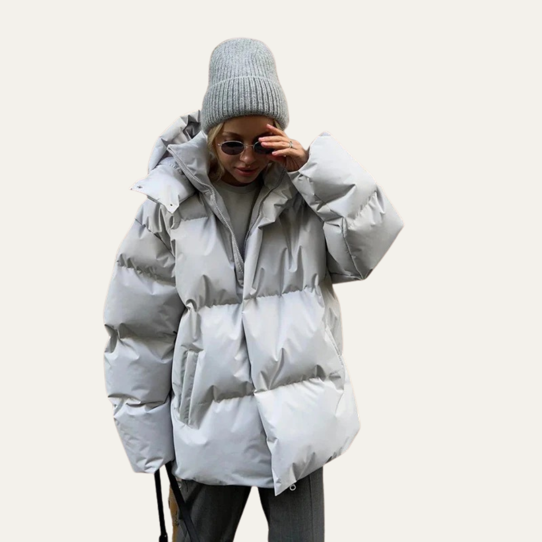 VogeLuxe | Women’s Oversized High-Neck Cropped Puffer Jacket 1