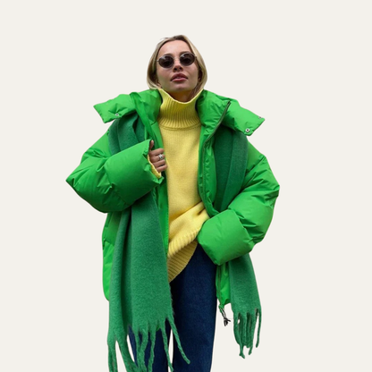 VogeLuxe | Women’s Oversized High-Neck Cropped Puffer Jacket 2