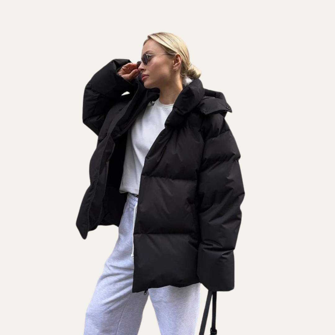 VogeLuxe | Women’s Oversized High-Neck Cropped Puffer Jacket 7