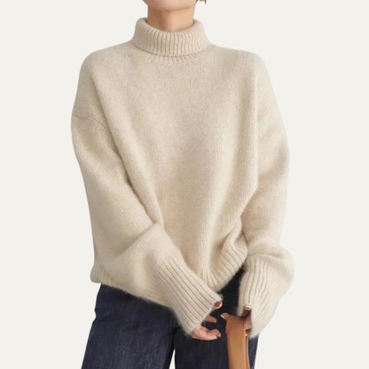 VogeLuxe | Women’s Oversized Ribbed Turtleneck Knit Sweater 0