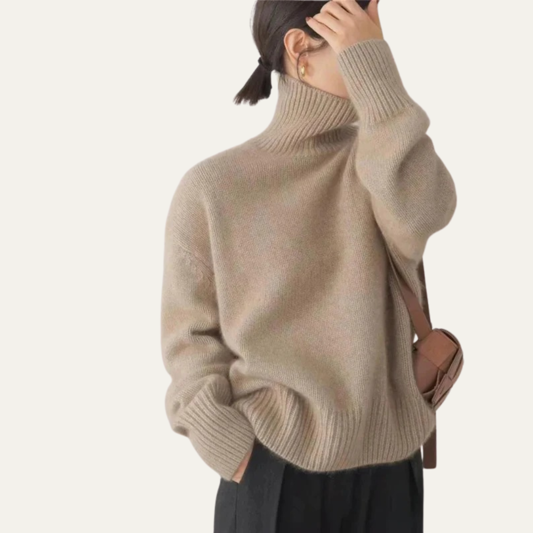 VogeLuxe | Women’s Oversized Ribbed Turtleneck Knit Sweater 1