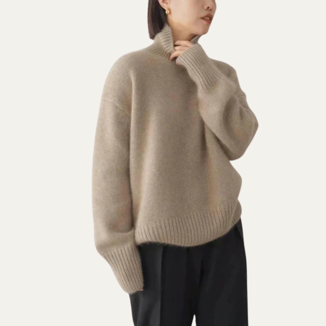 VogeLuxe | Women’s Oversized Ribbed Turtleneck Knit Sweater 2