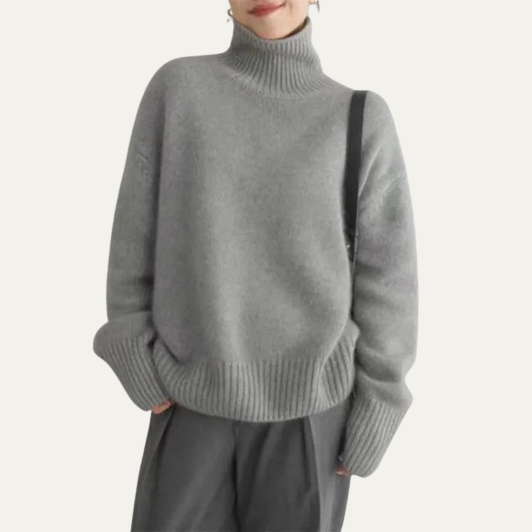 VogeLuxe | Women’s Oversized Ribbed Turtleneck Knit Sweater 3