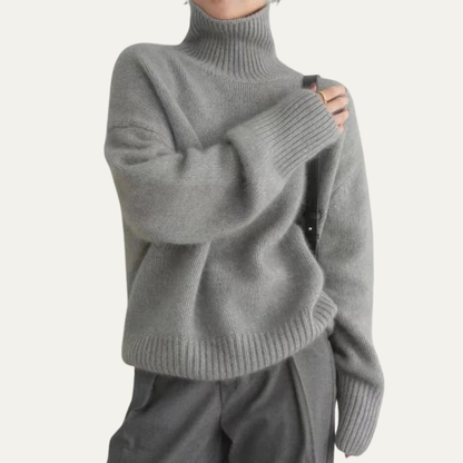 VogeLuxe | Women’s Oversized Ribbed Turtleneck Knit Sweater 4