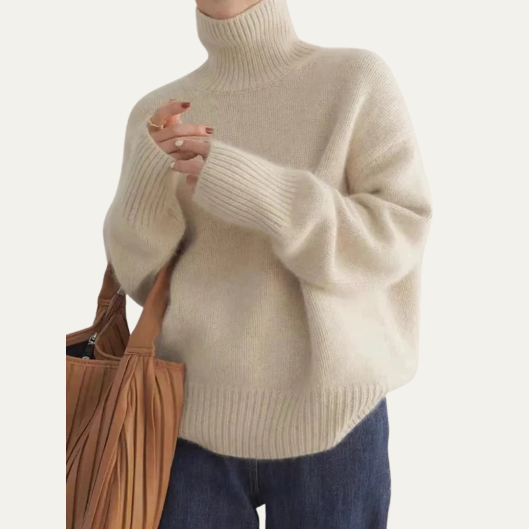 VogeLuxe | Women’s Oversized Ribbed Turtleneck Knit Sweater 5
