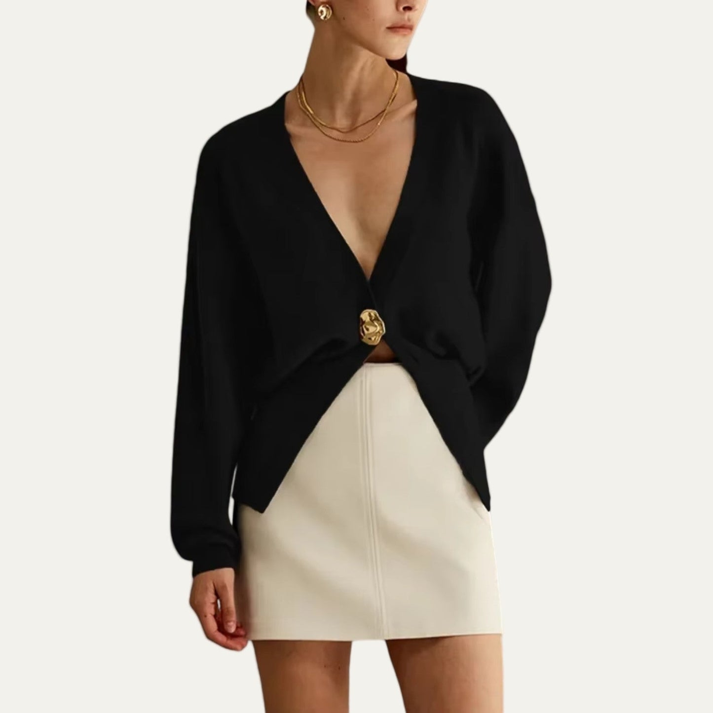 VogeLuxe | Women’s Peplum V-Neck Cardigan Sweater 0
