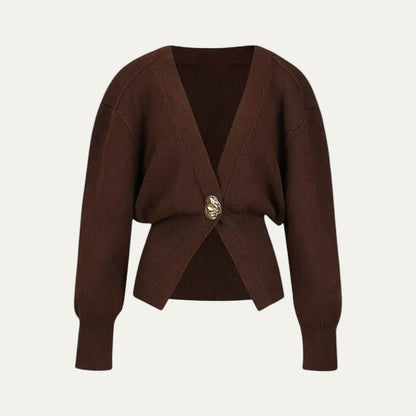 VogeLuxe | Women’s Peplum V-Neck Cardigan Sweater 1