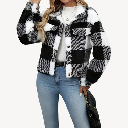 VogeLuxe | Women’s Plaid Plush Warm Jacket 0
