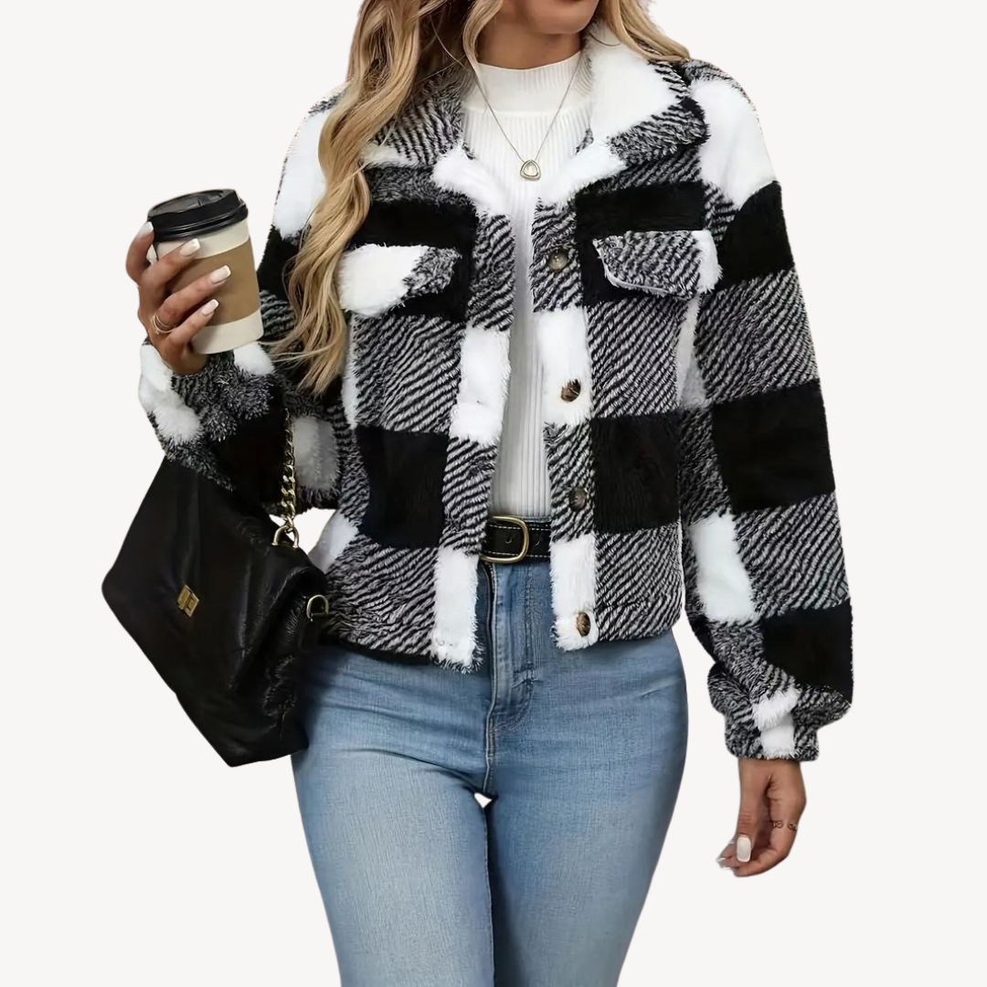VogeLuxe | Women’s Plaid Plush Warm Jacket 1