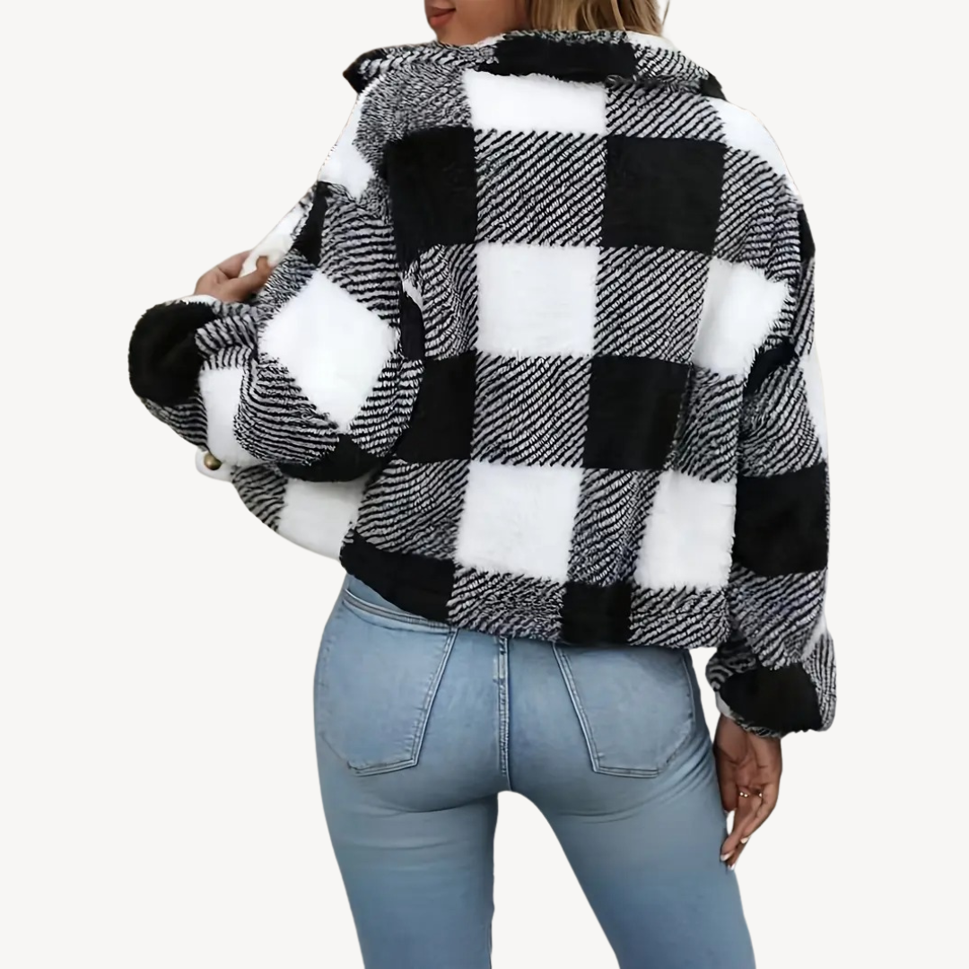 VogeLuxe | Women’s Plaid Plush Warm Jacket 2
