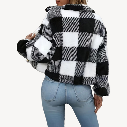 VogeLuxe | Women’s Plaid Plush Warm Jacket 2