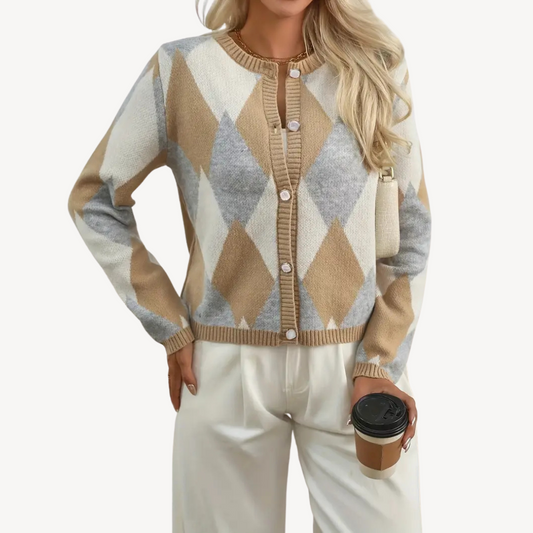 VogeLuxe | Women’s Plaid V-Neck Cardigan 0