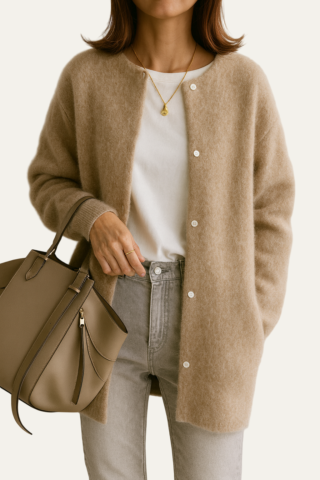 VogeLuxe | Women’s Plush Knit Mid-Length Cardigan 0