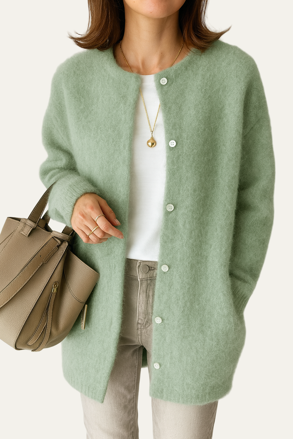 VogeLuxe | Women’s Plush Knit Mid-Length Cardigan 1