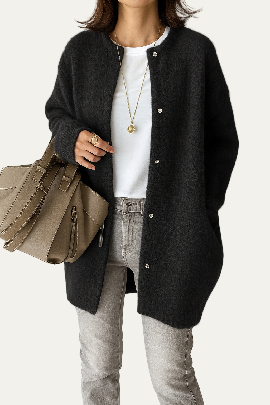 VogeLuxe | Women’s Plush Knit Mid-Length Cardigan 2