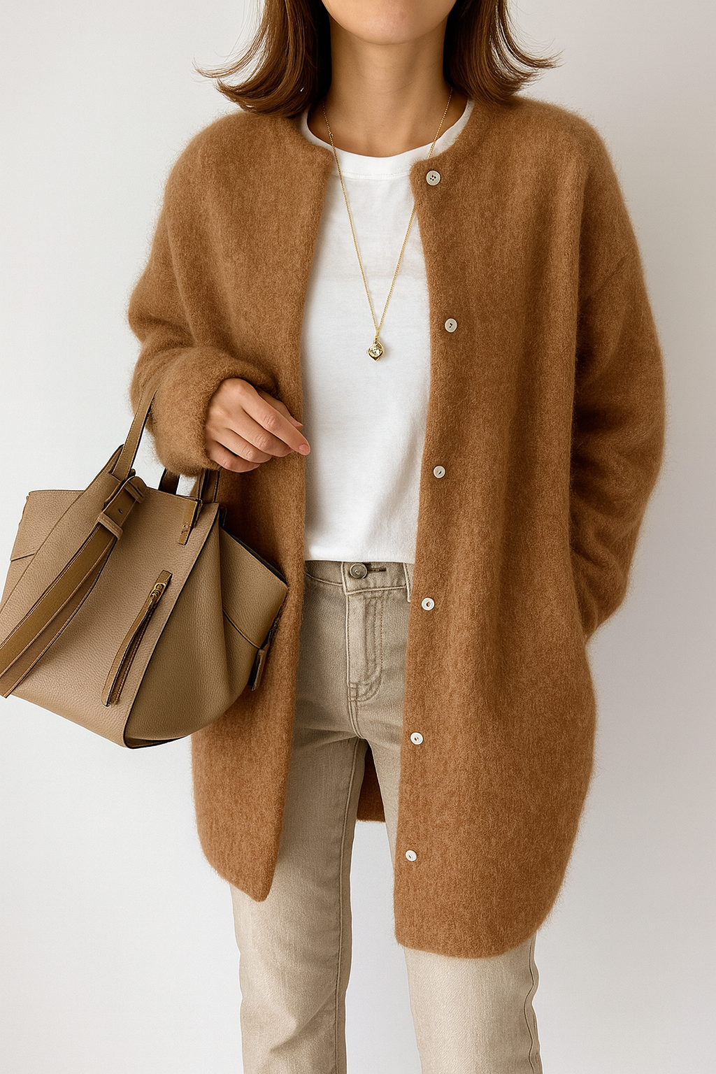 VogeLuxe | Women’s Plush Knit Mid-Length Cardigan 3